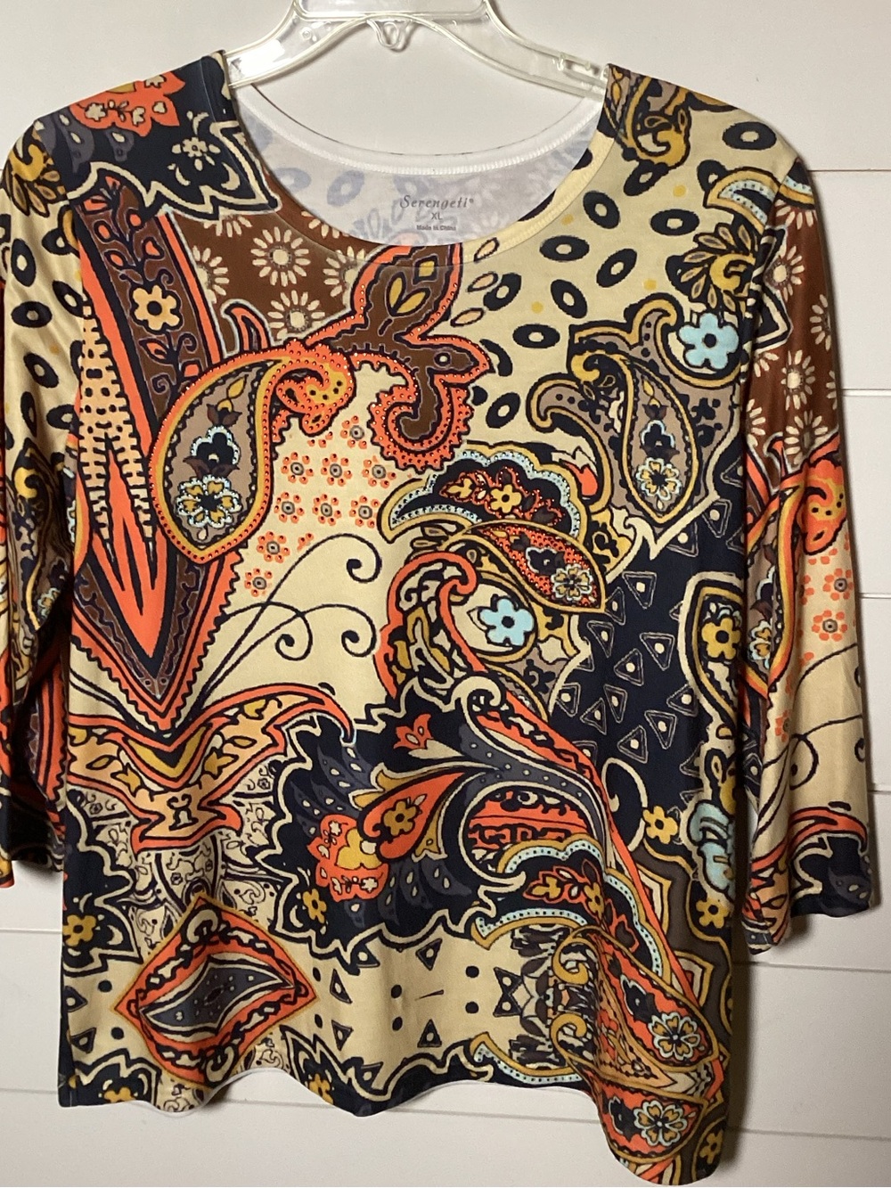 Women’s Multicolor Paisley Crewneck Top